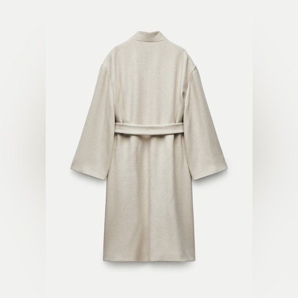♥️♥️♥️ ZARA WOMEN COLLECTION MINIMALIST WOOL BLEND COAT BEIGE size S ♥️♥️♥️ - Picture 4 of 12